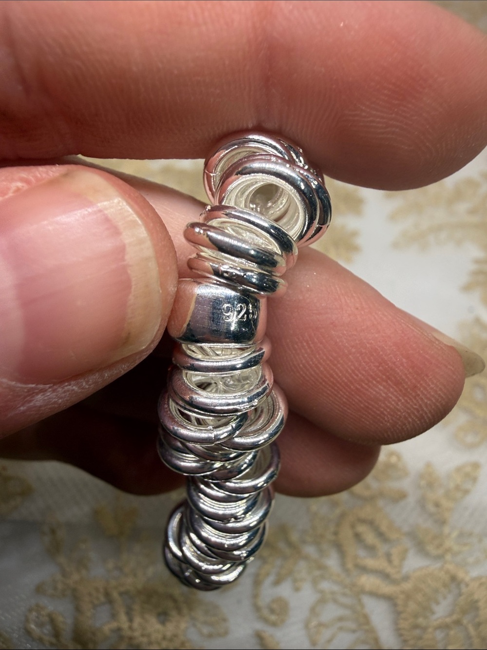 925 Sterling Silver Handmade Jump Ring Stretch Bracelet clean girl stackable - Picture 3 of 7